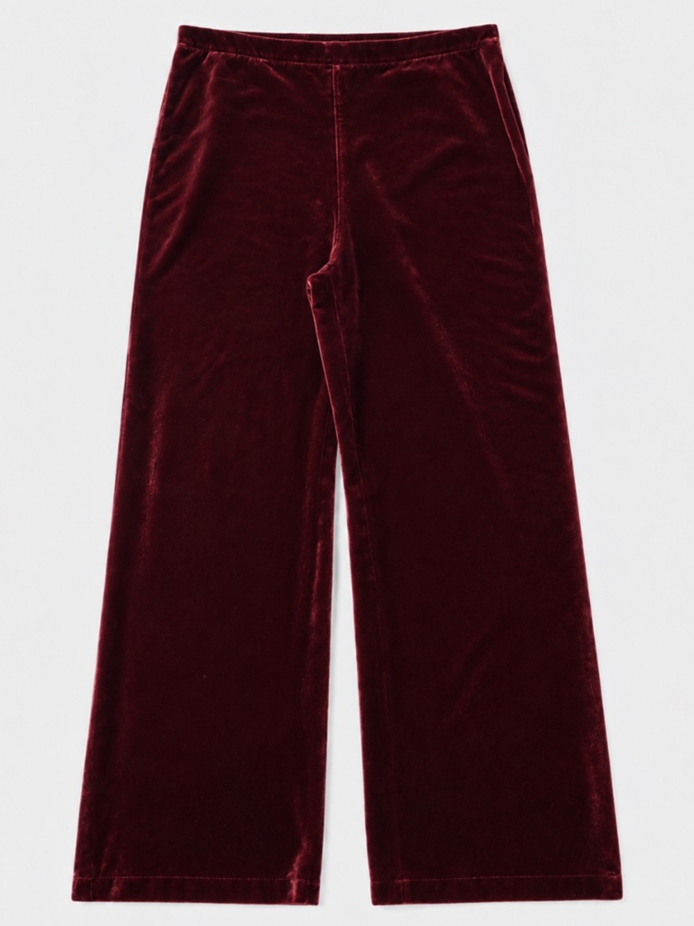 Eileen Fisher Burgundy Velvet Wide-Leg Pull on Pant Size XL silk blended